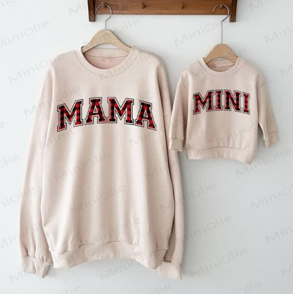 MAMA/MINI  Mommy and Me Baby Casual Beige Family Sweatshirt