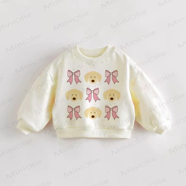 Baby Toddler Dog Bow Cream Sweatshirt