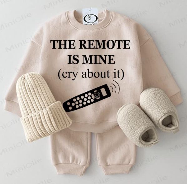 THE REMOTE IS MINE (CRY ABOUT IT) Baby Sweatshirt 2-piece Beige Set