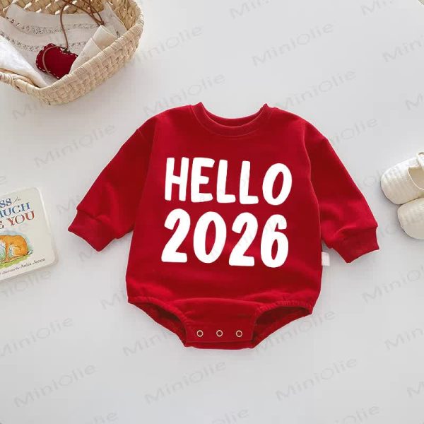 HELLO 2026 Baby Red Bodysuit