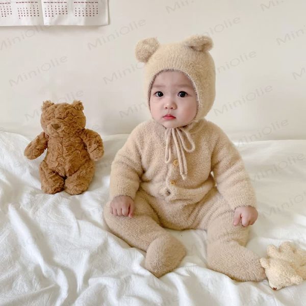 Baby Cute Bear Imitation Mink Romper