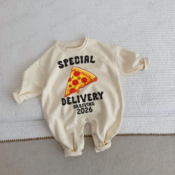 SPECIAL DELIVERY ARRIVING 2026 Baby Toddler Beige Romper