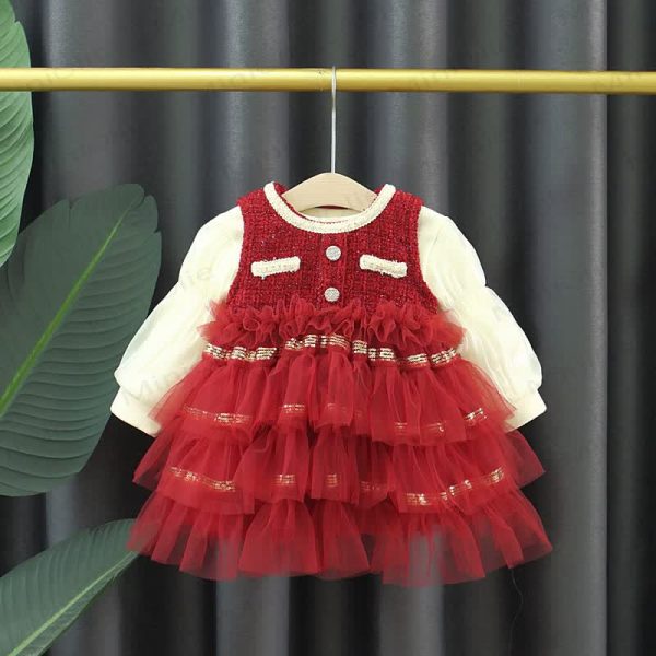 Toddler Girl Red Yarn Sleeveless Dress