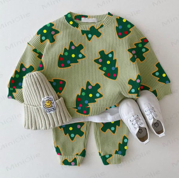 Baby Waffle Christmas Tree with Biscuit Sweatshirt 2-piece Set