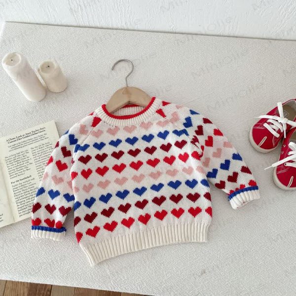 Baby Toddler Knit Colorful Heart Sweater & Pants