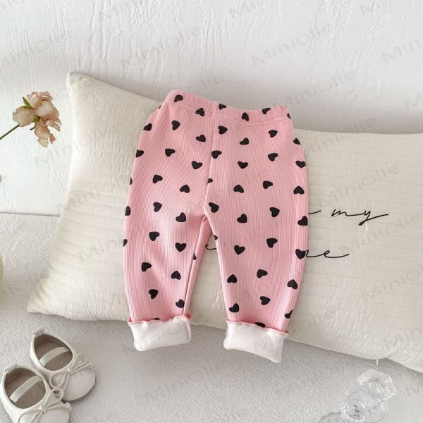 Baby Toddler Girl Heart Fleece Lined Leggings