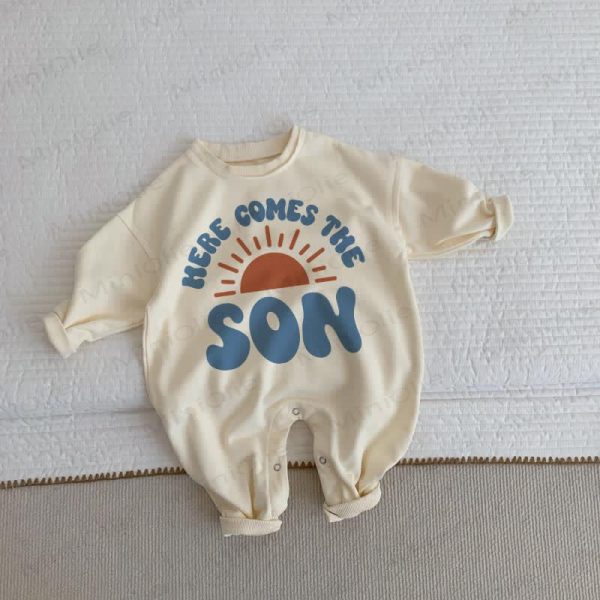 HERE COMES THE SON Baby Toddler Beige Romper