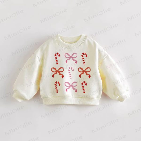 Baby Toddler Candy Bow Cream Sweatshirt