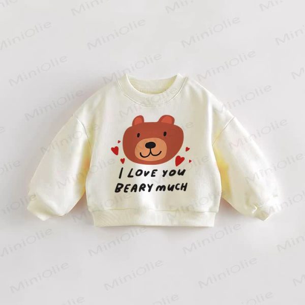 I LOVE YOU BEARY MUCH Baby Toddler Bear Heart Cream Sweatshirt