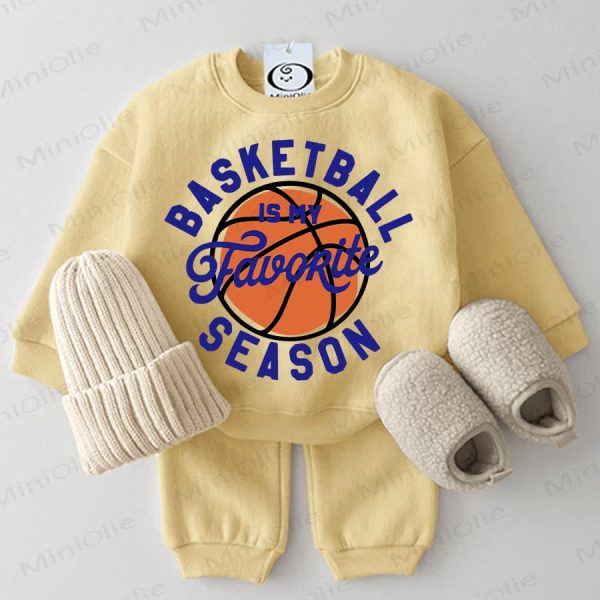 BASKETBALL IS MY FAVORITE SEASON Baby 2-piece Yellow Set