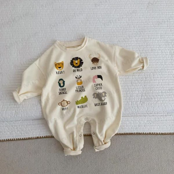 Baby Toddler Different Animal Beige Romper