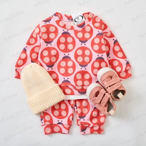 Baby Toddler Pink Ladybug Waffle 2-piece Set
