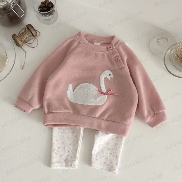 Baby Girl 3D Bow Goose Pink Knit 2-piece Set