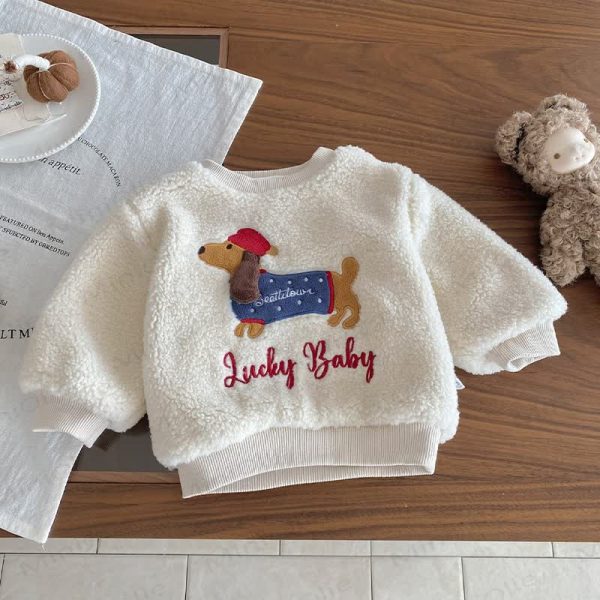 LUCKY BABY Baby Dog Fleece Sweatshirt & Quilted Pants