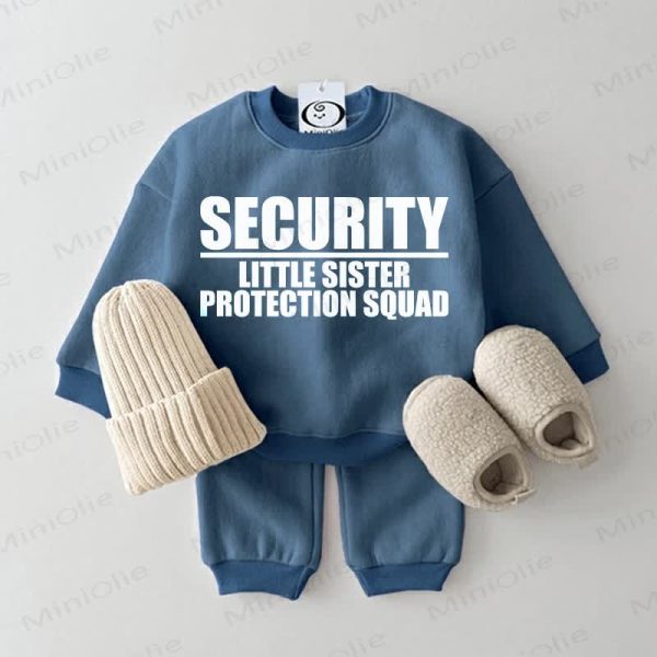 SECURITY LITTLE SISTER PROTECTION SQUAD Baby Sweatsuit 2-piece Set