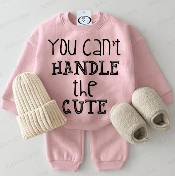 YOU CAN'T HANDLE THE CUTE Baby Sweatshirt 2-piece Pink Set