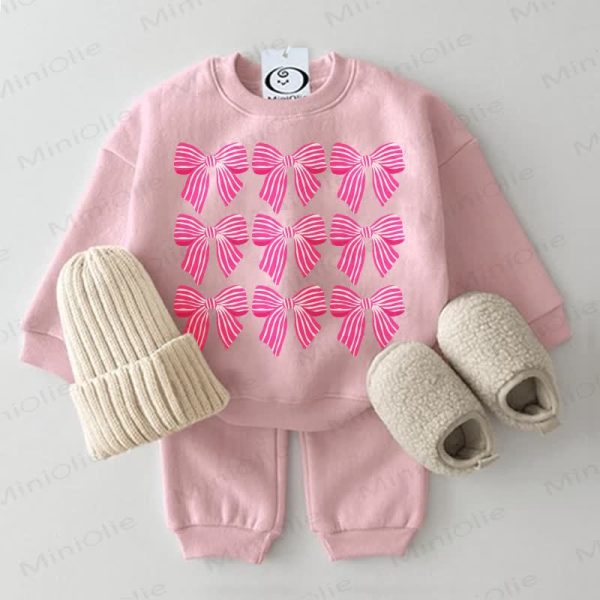Baby Bow Sweatshirt 2-piece Pink Set