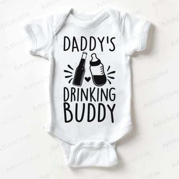 DADDY'S DRINKING BUDDY Baby White Bodysuit