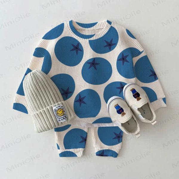 Baby Toddler Blueberry Beige Waffle 2-piece Set