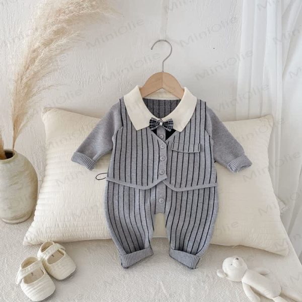 Baby Boys Gentleman Knitted Vest Romper