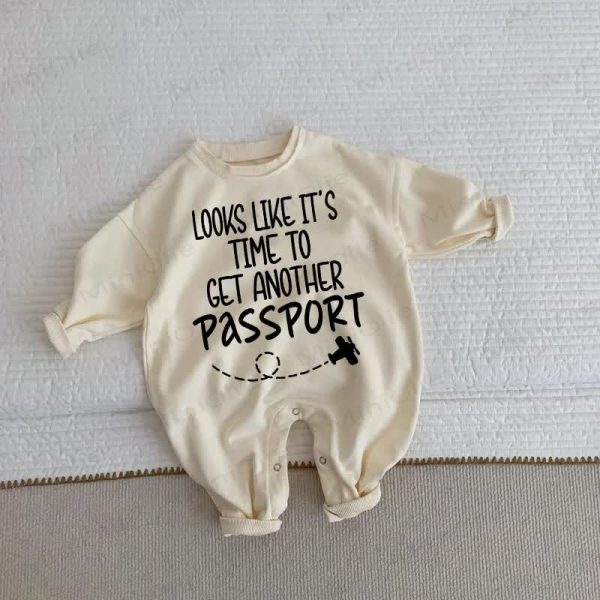 LOOKS LIKE IT'S TIME TO GET ANOTHER PASSPORT Baby Toddler Beige Romper