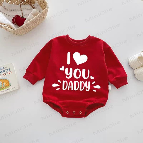 I YOU DADDY Baby Heart Red Bodysuit