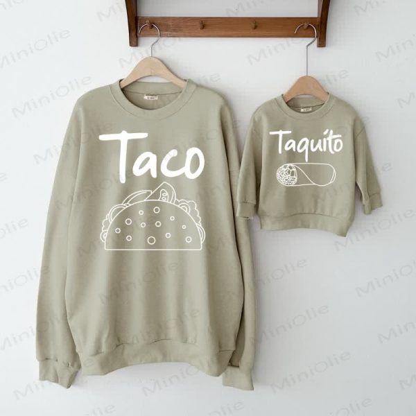 TACO/BURRITO TAQUITO Grey Green Family Sweatshirt