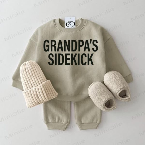 GRANDPA'S SIDEKICK Baby Grey Green 2-piece Set