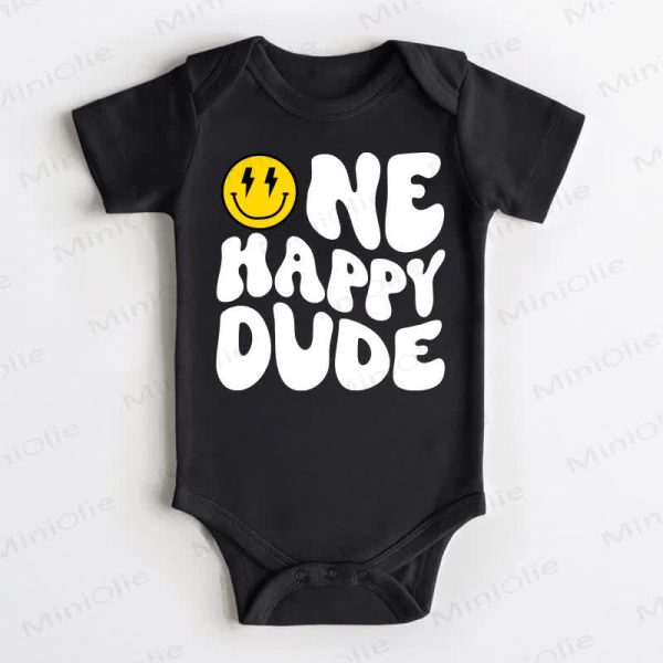 NE HAPPY DUDE Baby Black Bodysuit