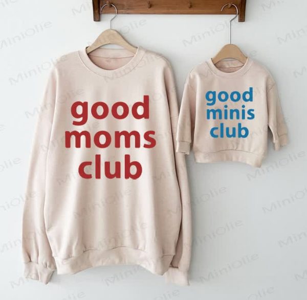 GOOD MOMS CLUB/GOOD MINIS CLUB Mommy and Me Baby Beige Family Sweatshirt