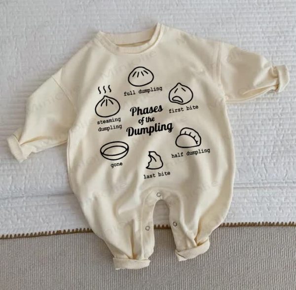 PHASES OF THE DUMPLING Baby Funny Beige Romper