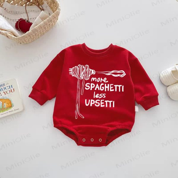 MORE SPAGHETTI LESS UPSETTI Baby Red Bodysuit