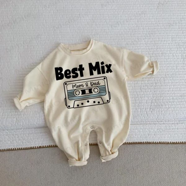 BEST MIX MOM & DAD Baby Toddler Beige Romper