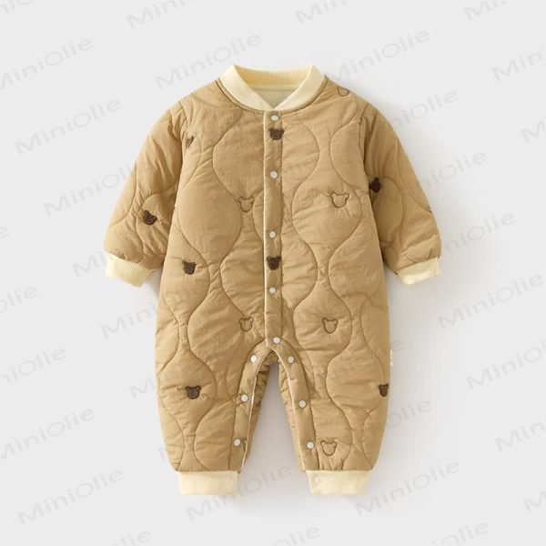 Baby Bear Solid Color Quilted Romper