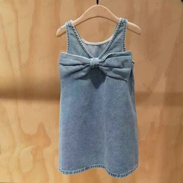 Baby Toddler Girl Bow Denim Sleeveless Dress