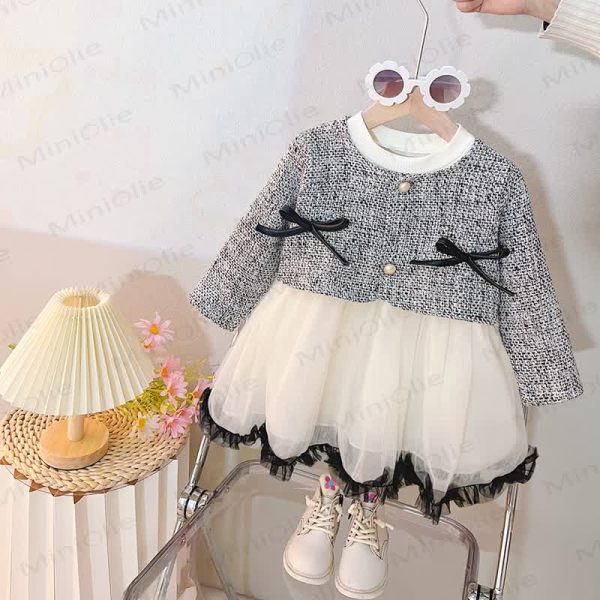 Baby Girl Mesh Bow Sequins Dress