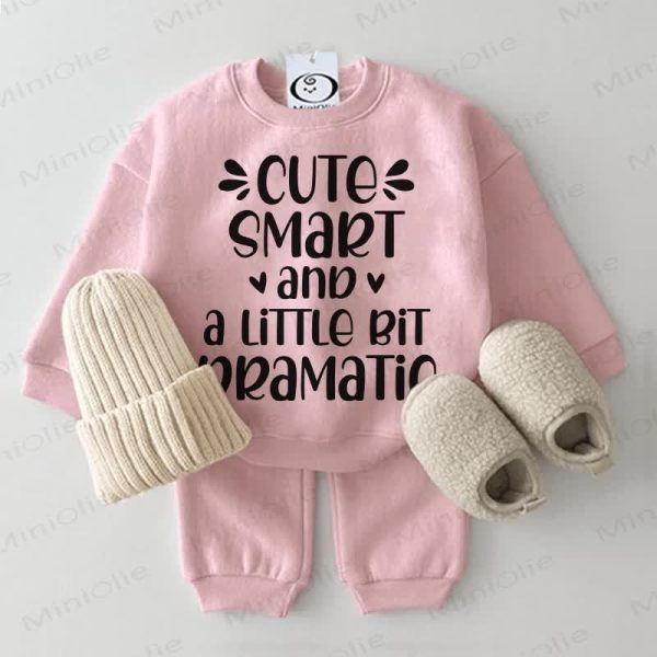 CUTE SMART AND A LITTLE BIT DRAMATIC Baby Sweatshirt 2-piece Pink Set