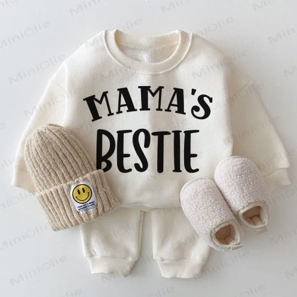 MAMA'S BESTIE Baby 2-piece White Set