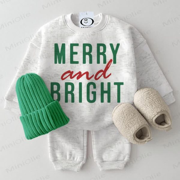 MERRY AND BRIGHT Baby Sweatshirt 2-piece Grey Set