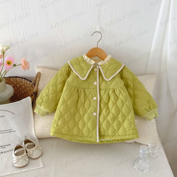 Baby Girl Solid Color Sweet Lapel Outerwear