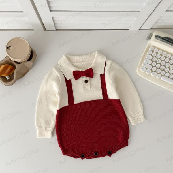 Baby Fake 2pcs Bow Knit Bodysuit