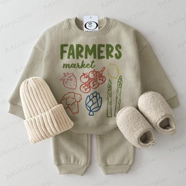 FARMERS MARKET Baby Fruit Vegetable Grey Green 2-piece Set