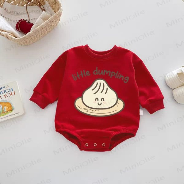 LITTLE DUMPLING Baby Red Bodysuit