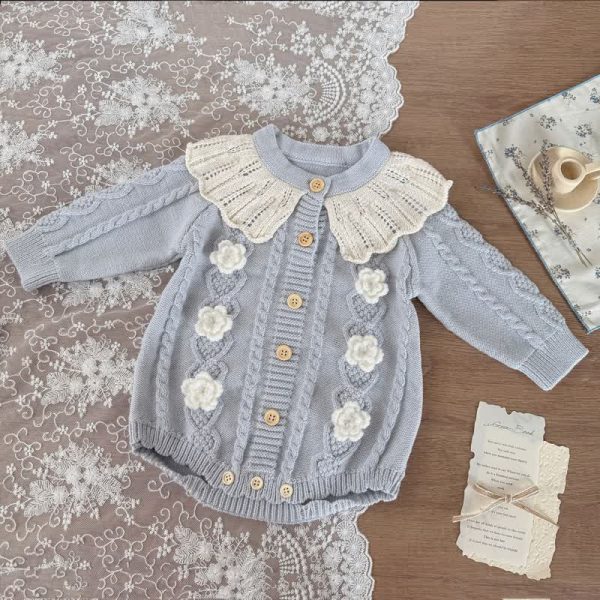 Baby Flower Emboidered Knit Bodysuit