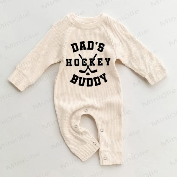 DADDY'S HOCKEY BUDDY Baby Waffle Romper