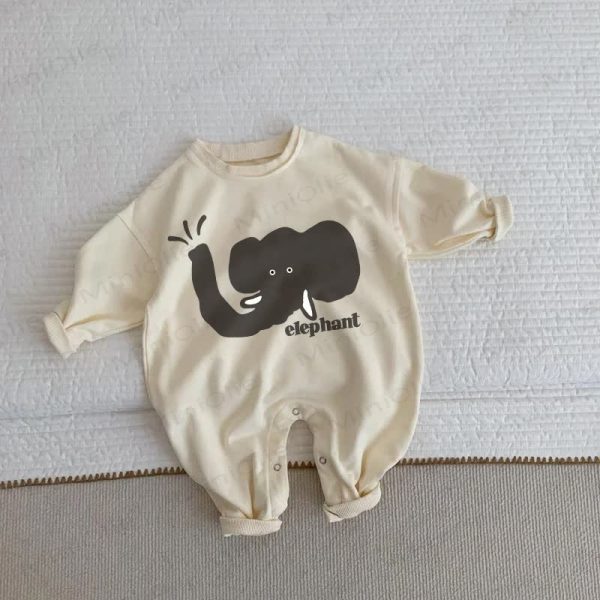 ELEPHANT Baby Toddler Food Beige Romper