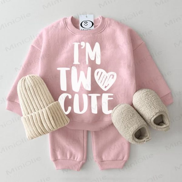 I'M TWO CUTE Baby Sweatshirt 2-piece Pink Set