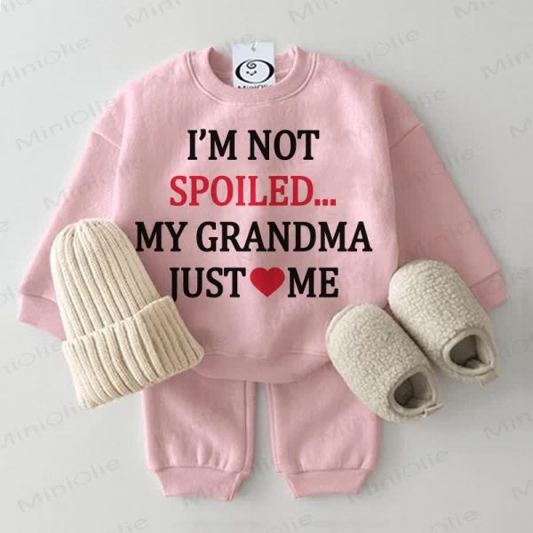 I'M NOT SPOILED... MY GRANDMA JUST ME  Baby Sweatshirt 2-piece Pink Set