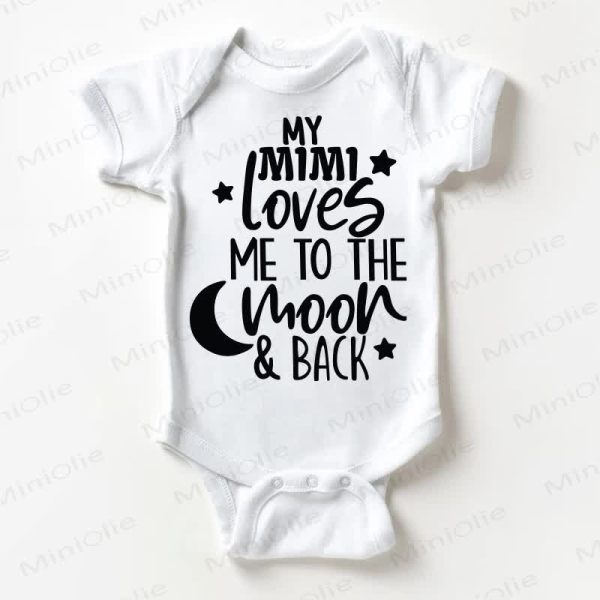 MY MIMI LOVES ME TO THE MOON&BACK Baby White Bodysuit