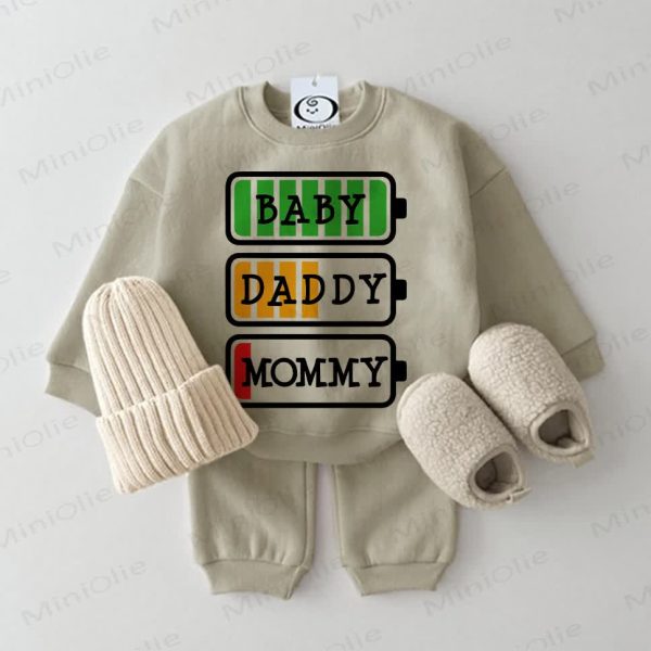 Baby Battery Power of A Family Sweatshirt And Pants 2-piece Set